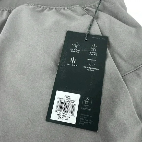 VRST Stealth 7” Lined Shorts Men’s XL Silver Shadow Quick Dry UV Protection NWT - Picture 2 of 14